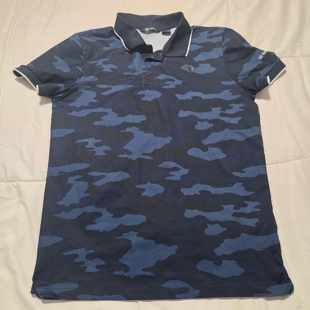 Abacus Womens Blue Camo Golf Polo Shirt St Andrews Short Sleeve Size XS - Picture 2 of 10